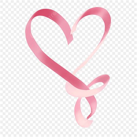 Heart Shaped Ribbon PNG Transparent, Pink Love Heart Shaped Ribbon ...