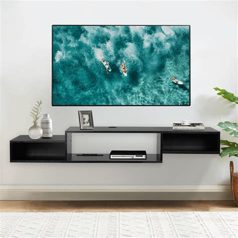 Improved 59 Floating Tv Stand Wall Mounted Media Console With Power