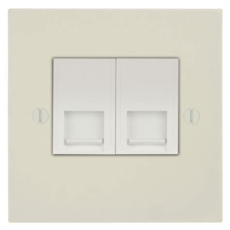 Focus Sb Ambassador Square Corners Napw252w 2 Gang Slave Telephone Socket In Primed White With