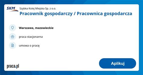 Archiwalna Oferta Nr 8830042 Pracownik Gospodarczy Pracownica