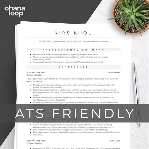 ATS Friendly Resume Templates 1 2 Page Resume Ohanaloop