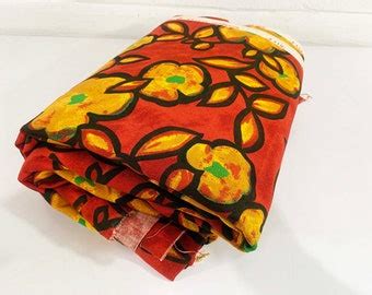 Red Floral Print Fabric - Etsy