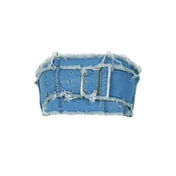 Emmiol Kostenloser Versand Bandeau Oberteil Aus Denim Mit