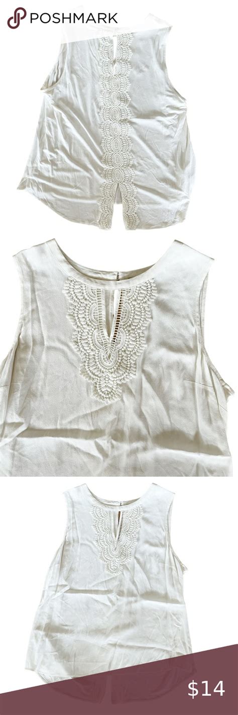 Daniel Rainn Women Xl White Sleeveless Blouse Embroidery Key Hole White