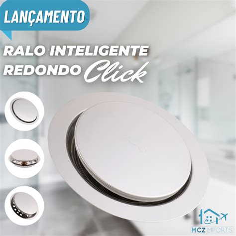 Ralo Click Inteligente Redondo Banheiro Inox 10x10 Cm Veda Cheiro Para