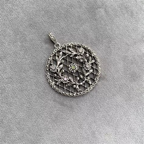 PENDENTIF ANCIEN ART NOUVEAU Argent Massif Et Marcassites EUR 60 00