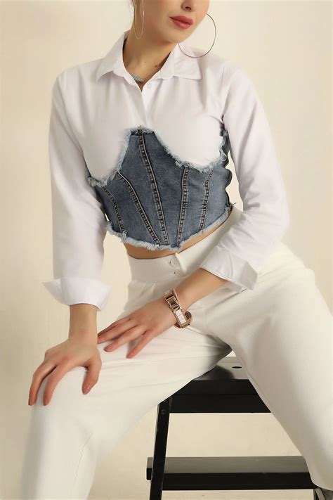 Secret Passion Lingerie Beyaz Kot Detay Gömlek Bluz Fiyatı Yorumları Trendyol