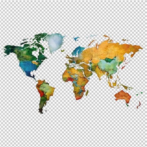 Premium PSD World Map On Transparent Background