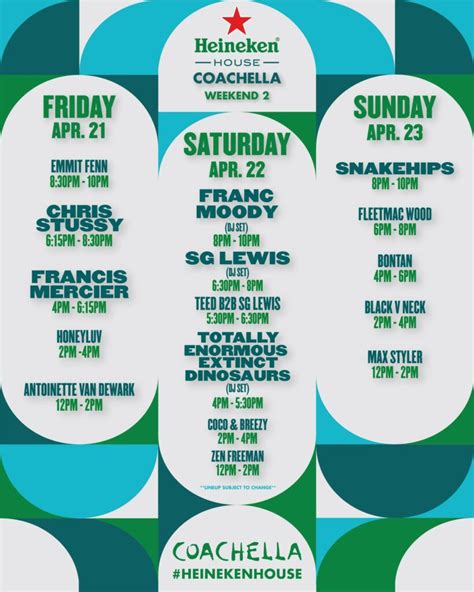 Heineken House Coachella Lineup 2025 Lorrai Nekaiser