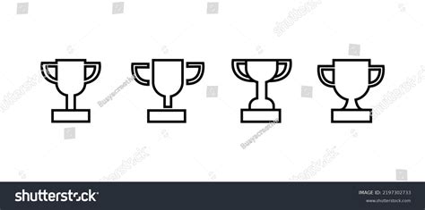 Trophy Cup Icons Set Flat Cup Stock Vector Royalty Free