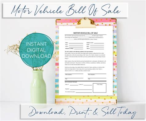 Vehicle Bill Of Sale Notary Printable Template With Payment Receipts