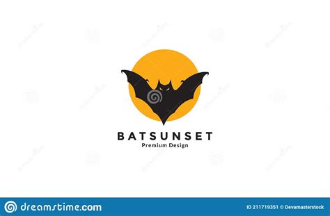 Black Bat Fly With Sunset Logo Design Vector Icon Symbol Graphic