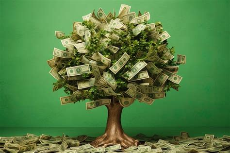 Arbre D Argent Avec Des Billets De Banque Arbre Avec Des Feuilles D