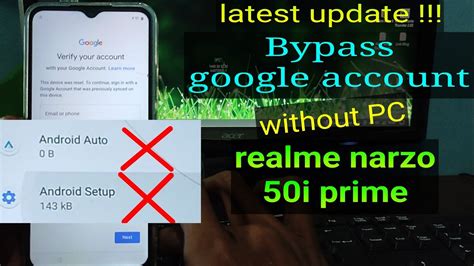 Bypass Google Account Realme Narzo 50i Prime Frp Bypass Realme Narzo