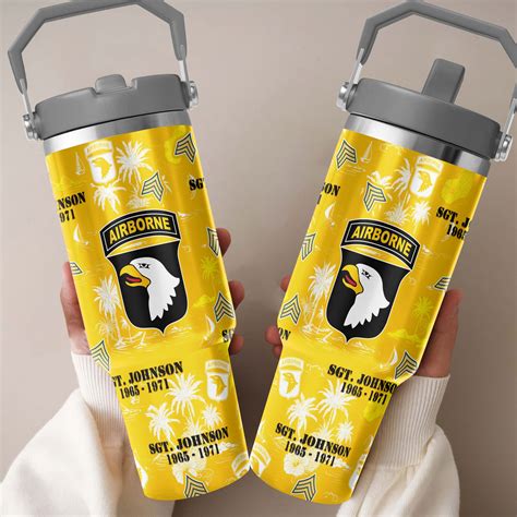 St Airborne Division Flip Straw Oz Tumbler Custom Your Name Rank