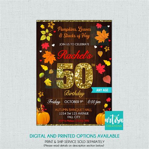 Fall Birthday Invitation Fall Leaves Birthday Invitation Fall Leaves