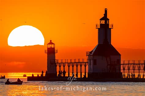 St Joseph North Pier Inner And Outer Lighthouses Lakes Of Michigan