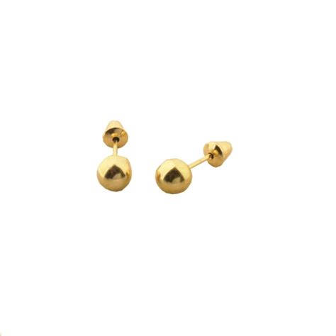 Brinco Ouro 18K Bola 3mm Tarraxa Baby