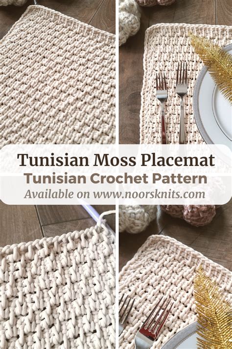 Modern Crochet Placemat Pattern Tunisian Moss Placemat Noor S Knits