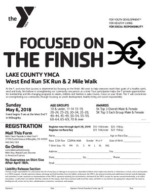 Fillable Online Th Annual West End Run Lake County Ymca Fax Email