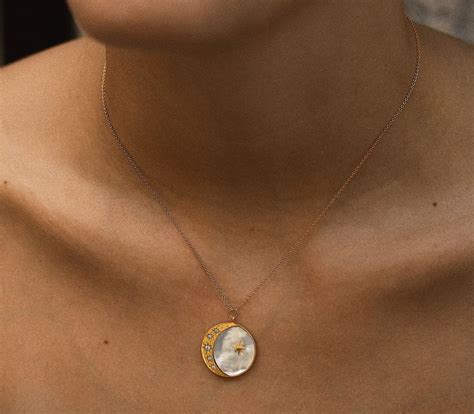 Mother Of Pearl Moon And Star Necklace In 2021 Mother Of Pearl