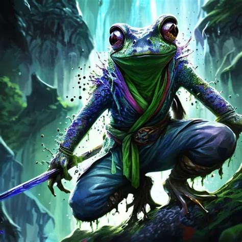 Splash Art Art Of Half Frog Half Human Ninja Sorce