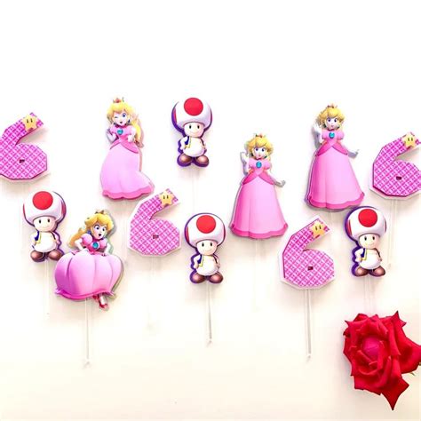 Princess Peach Birthday Cake Topper Custom Mario Bros Party Decor