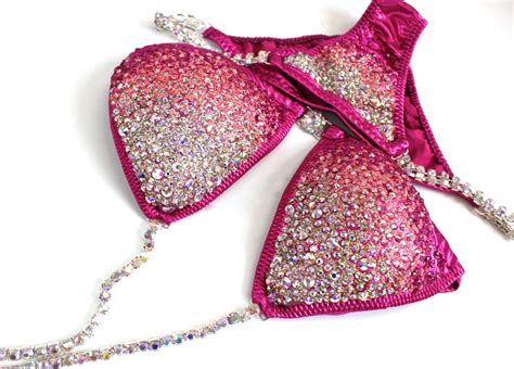 Npc Ifbb Competition Bikini Fuchsia Crystal Ab Bikini Suit Etsy