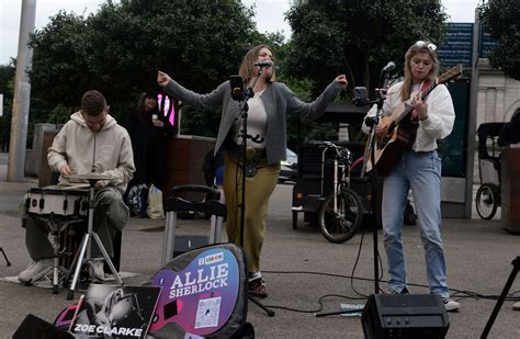 Allie Sherlock And Zoe Clark Perform In Grafton Street Dublin