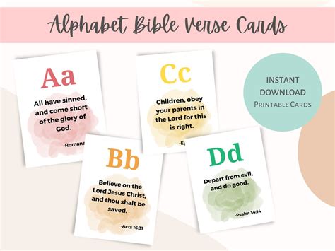 KJV Alphabet Bible Verse Memorization Cards For Homeschool Sunday