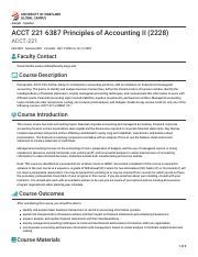 ACCT 221 6387 Principles Of Accounting II 2228 ACCT 221 Fall 2022 Pdf