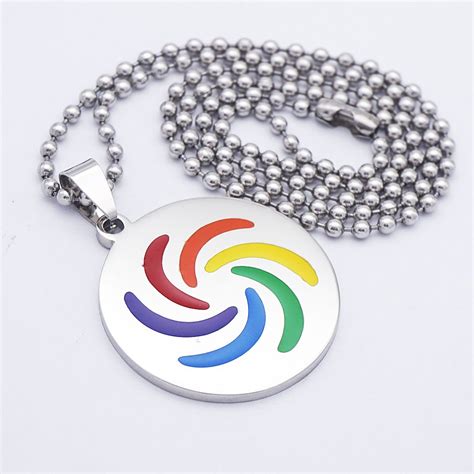 Magideal Collar Colgante Redondo Patr N Rotaci N De Arcoiris Accesorios Orgullo Gay Lesbiana