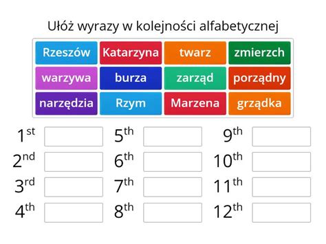 Kolejność alfabetyczna Ustaw w kolejności