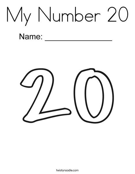 My Number 20 Coloring Page - Twisty Noodle