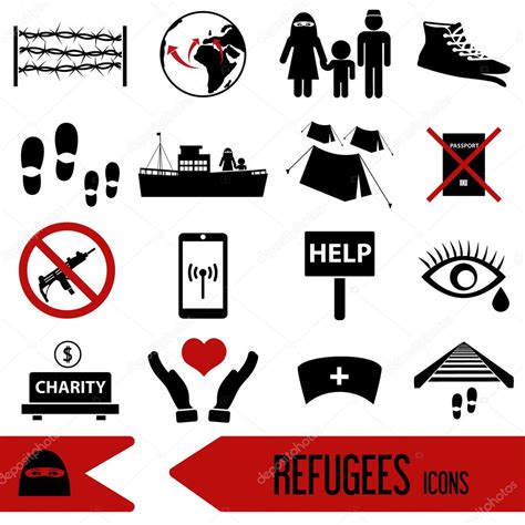 Various Simple Refugees Theme Icons Set Eps10 Stock Vector Image By