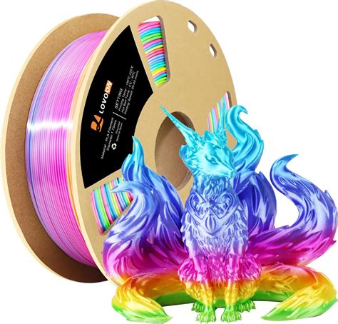 Amazon LOVOON Silk PLA 3D Printer Filament Shiny Rainbow PLA