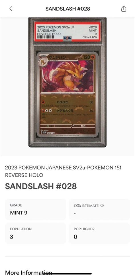 Psa Pokemon Card Japanese Sandslash Reverse Holo Sv A