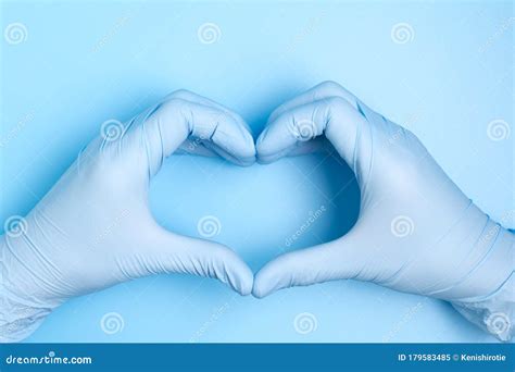 Doctor Hands With Gloves Making Heart Shape Stock Image Image Of