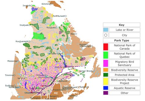 Interactive Map of Quebec's National Parks and Provincial Parks