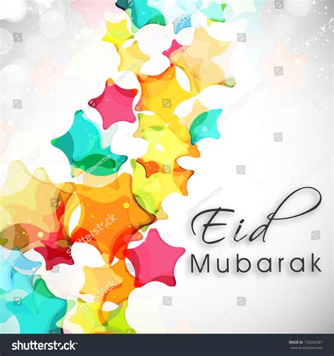 Eid Mubarak Background Colorful Stars On Stock Vector Royalty Free