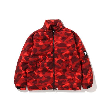 BAPE Color Camo Relaxed Fit Down Jacket RedBAPE Color Camo Relaxed Fit ...