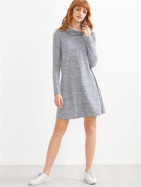 Marled Knit Swing Dress Shein Sheinside