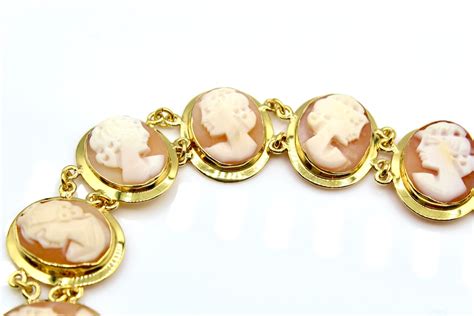 Cameo Bracelet Gold Plated Sterling Silver Hand Carved Etsy