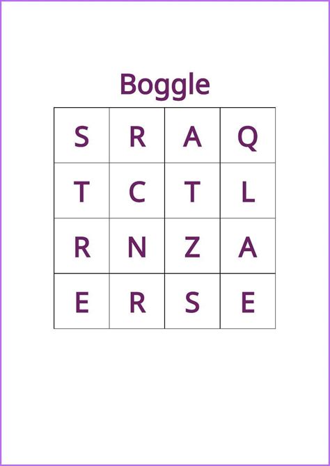 Boggle Brain Busters Printable