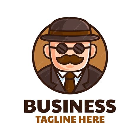 Premium Vector | Mustache Businessman Logo Design