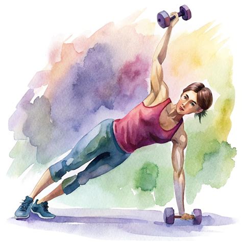 drawing   woman  push ups   arms  premium ai