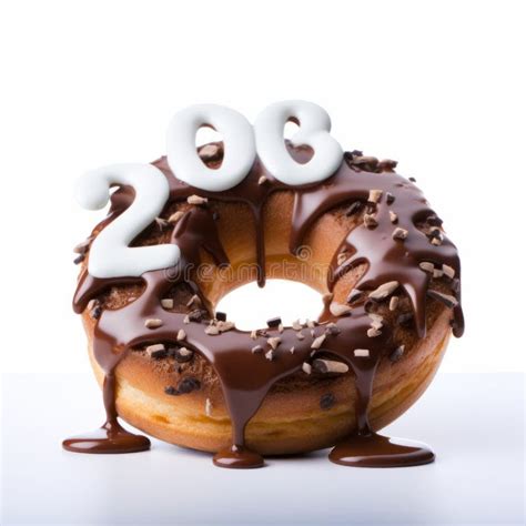 Bold Chocolate Dripping Donut With Numerals Twenty Six On White