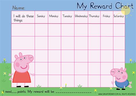 Peppa Pig Potty Training Reward Chart Printable