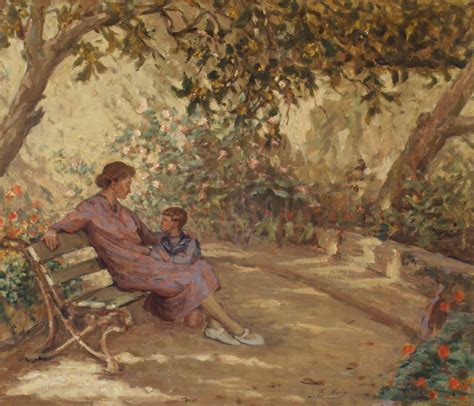 Femme et enfant dans le jardin Étienne Mein peintre graveur