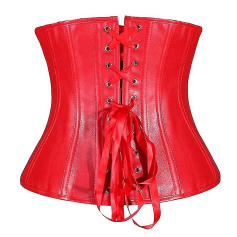 Sajy Faux Leather Corset Bustier Top Women Gothic Overbust Corselet